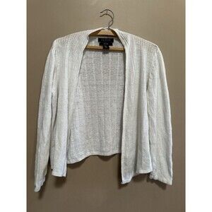 Tahari 100% Linen White Lightweight Open Front Cardigan Sweater Sz XL Runs small